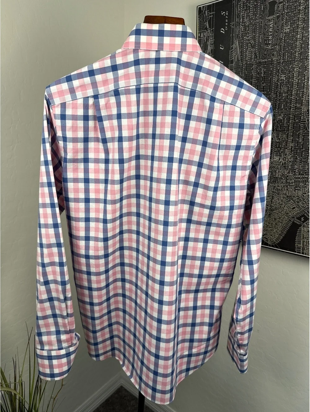 J.Crew BI050 Flex Washed Slim Fit Pink Blue Plaid Button Down Shirt Men's M